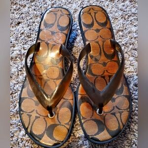 COACH thong sandals with heel size 6